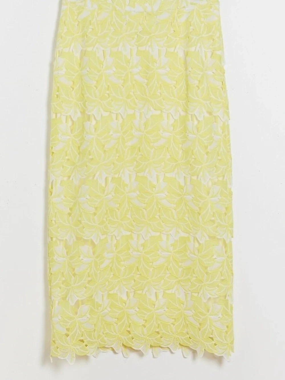 Sunday in Brooklyn Pale Yellow Lace Pencil Skirt